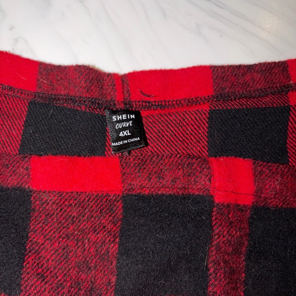Shein flannel buffalo plaid check overalls red black 4x xmas - Picture 4 of 4